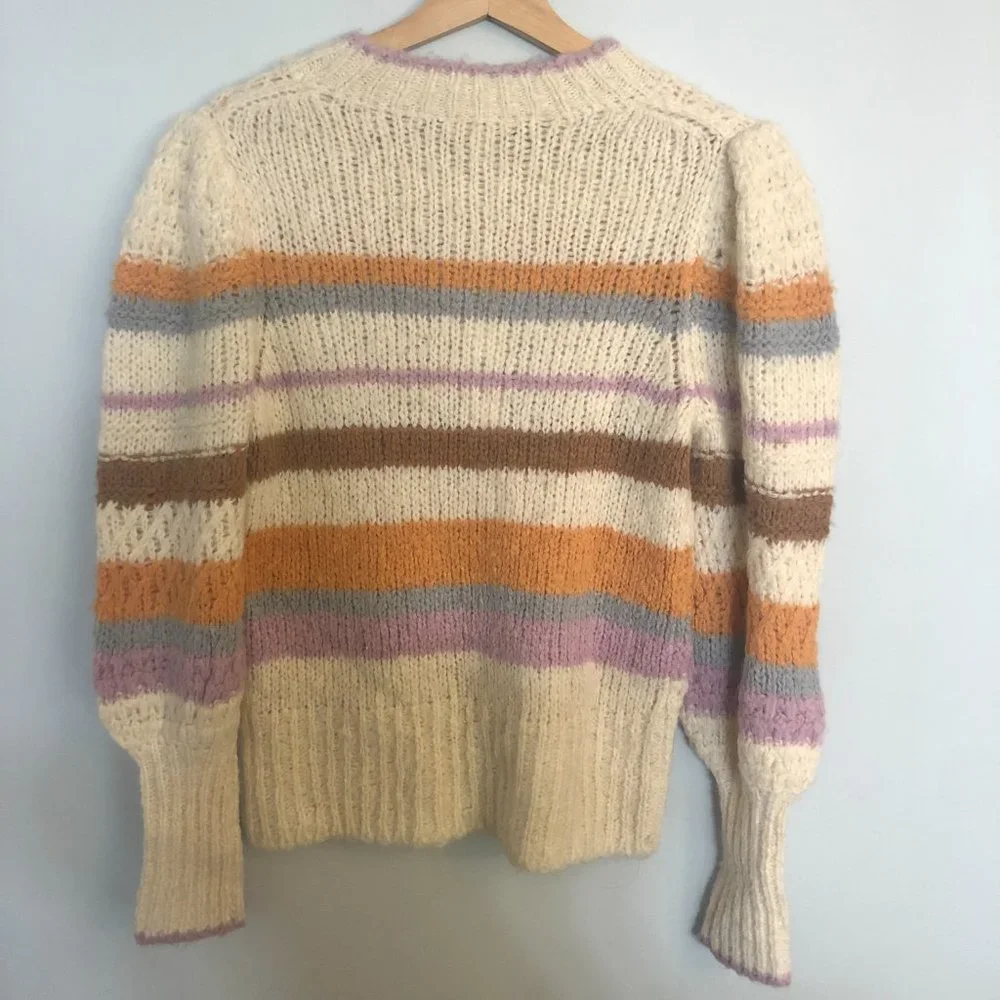 Rebecca Taylor Fluffy Stripe Pullover Sweater